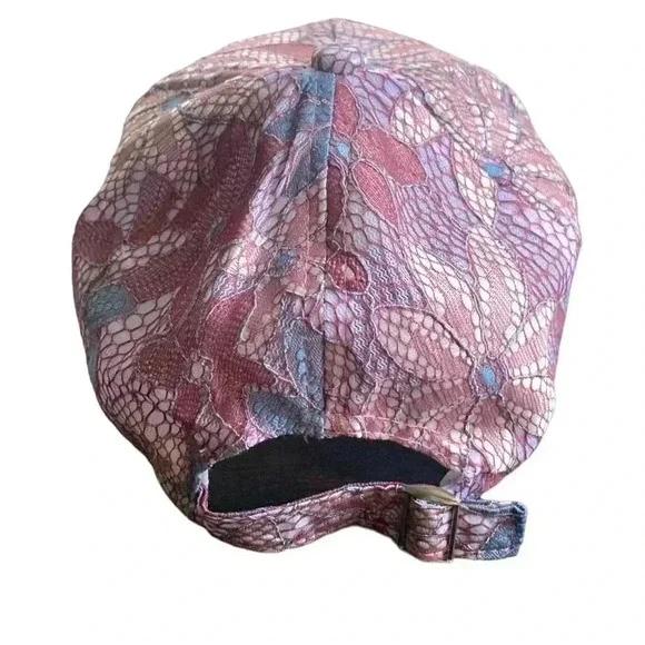 Boutique Handcrafted Feminine Floral Lace Embroidered Butterfly Baseball Cap Hat - Picture 8 of 9